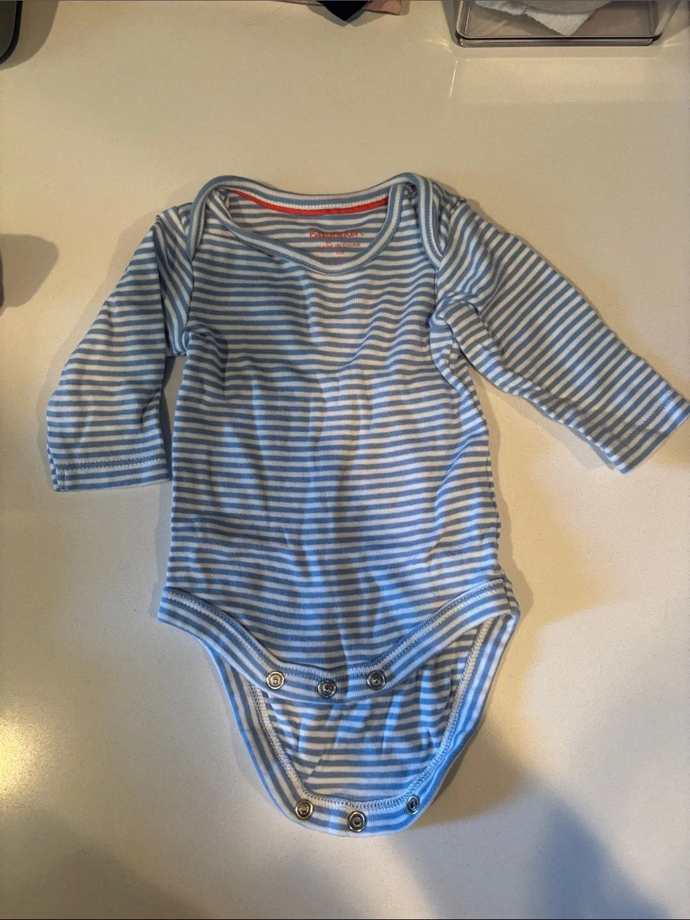 Baby Boden Baby Blue & White Striped Long Sleeve Bodysuit and Footed Pants Set